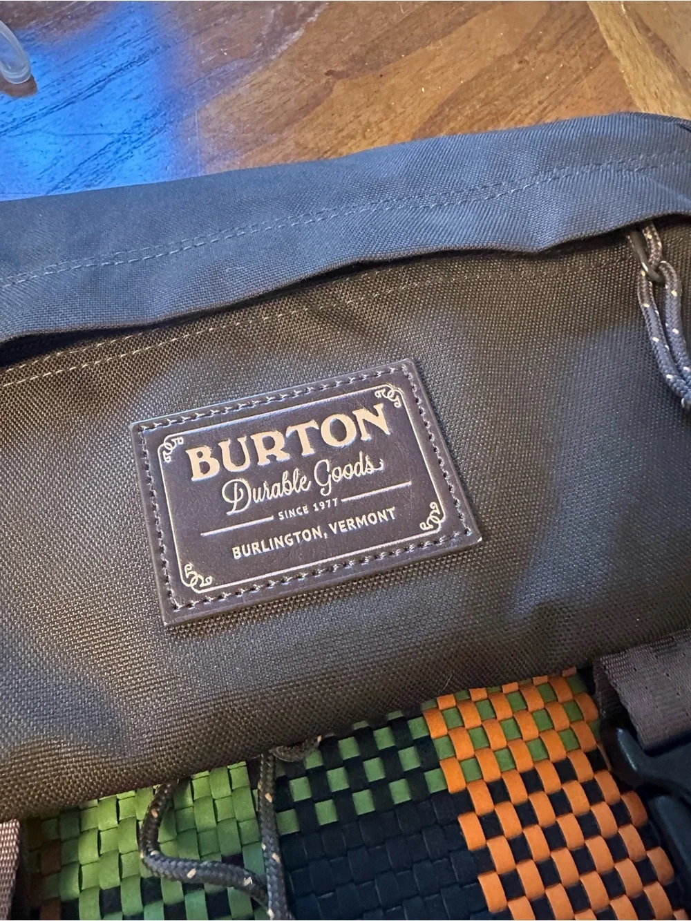 Burton Checker Roll-Top Backpack in Green, Orange & Black